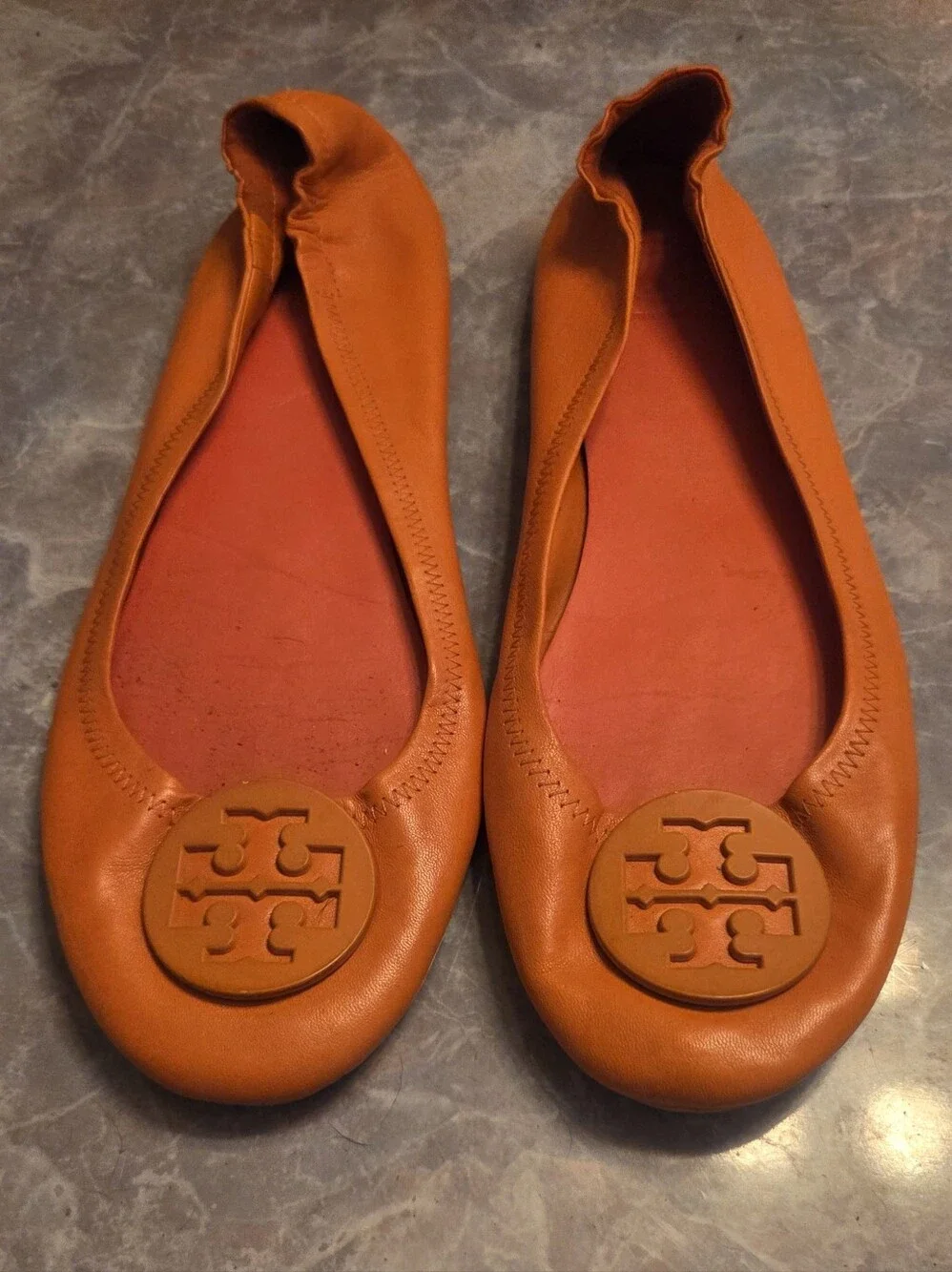 Tory Burch Women’s Orange Leather Ballet Flats